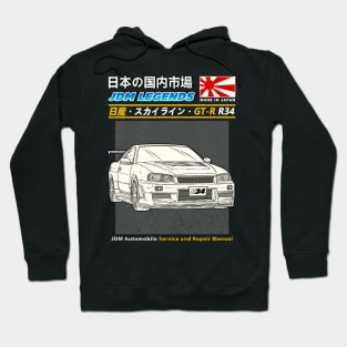 JDM Nissan Skyline GT-R R34 Car Maintenance Manual. Hoodie